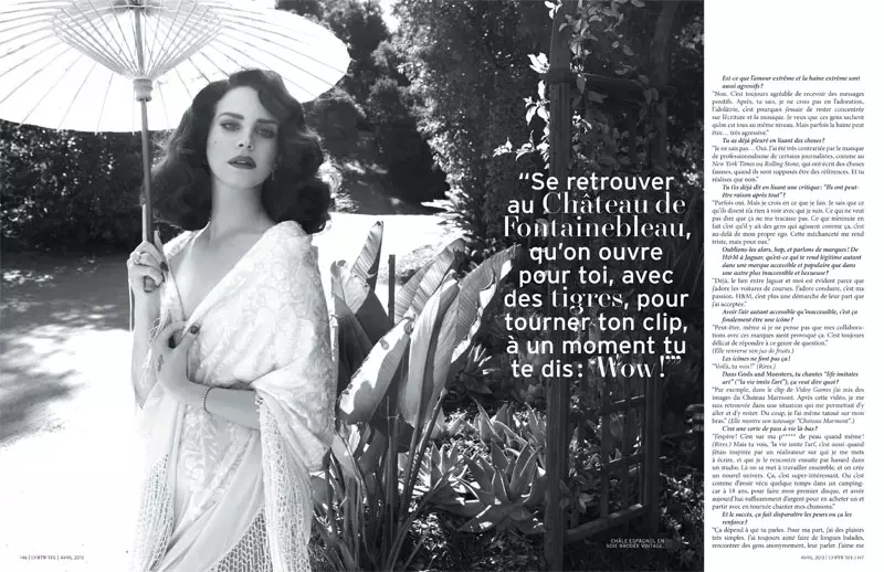 Lana Del Rey Tau txais Romantic rau L'Officiel Paris 'Lub Plaub Hlis 2013 Cover Shoot