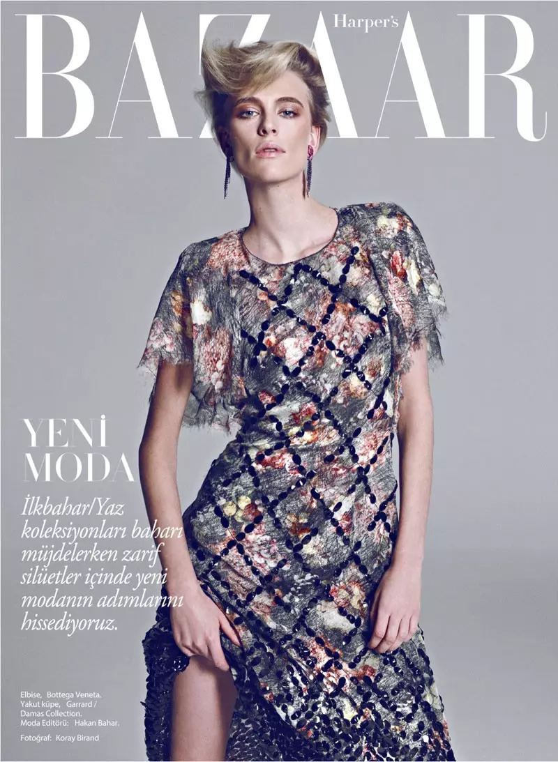 Milou van Groesen poseert in Harper's Bazaar Turkije februari 2013 Cover Shoot door Koray Birand