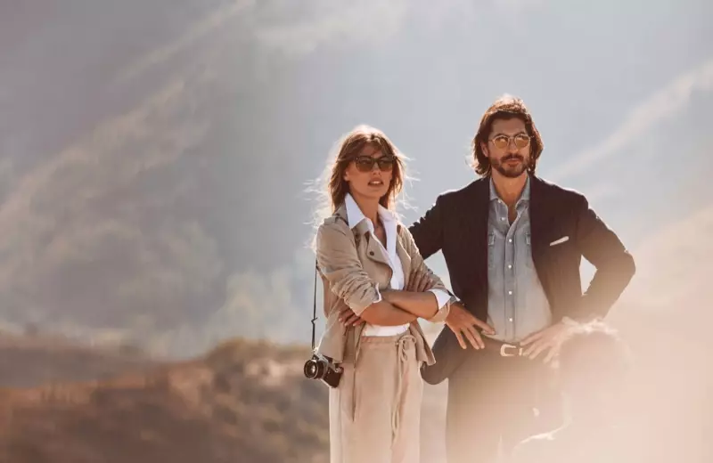 Madison Headrick en Ryan Porter schitteren in de brillencampagne van Brunello Cucinelli x Oliver People.