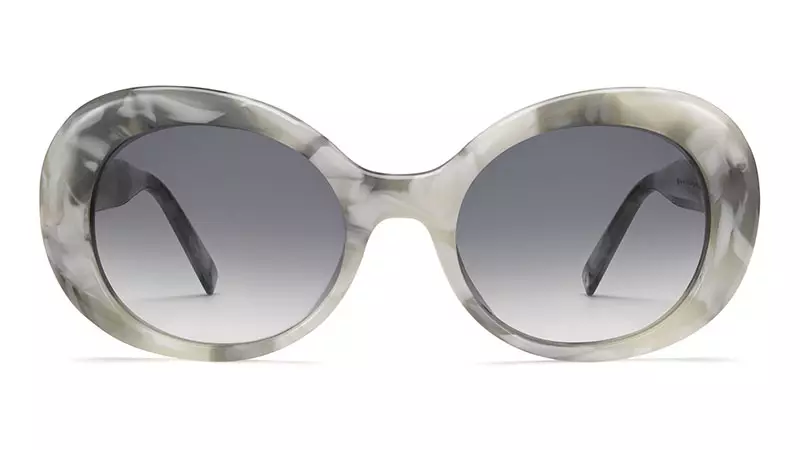 Warby Parker Lola Sunglasses in White Marble with Gray Gradient Lenses $95