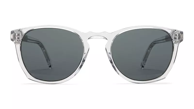 Warby Parker Topper platas kristāla saulesbrilles ar klasiskām pelēkām lēcām 95 USD