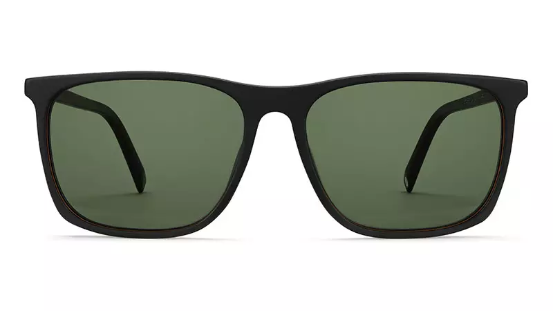 Warby Parker Fletcher široke sunčane naočale u crnoj mat Eclipse sa boca zelenim lećama 95 USD